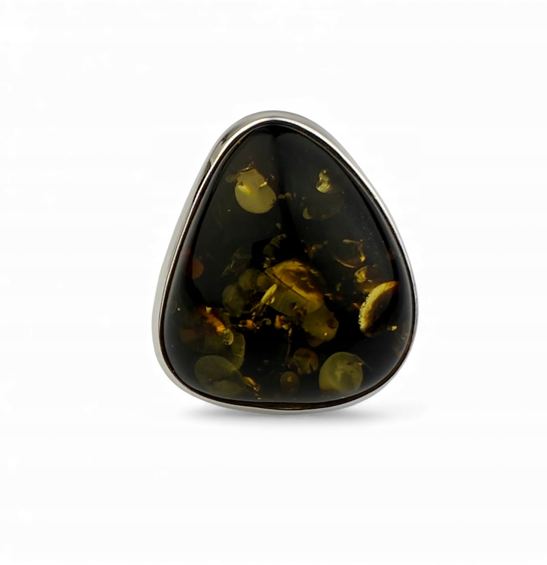 Nastavitelný stříbrný prstýnek se zeleným jantarem 925 certifikát krabička