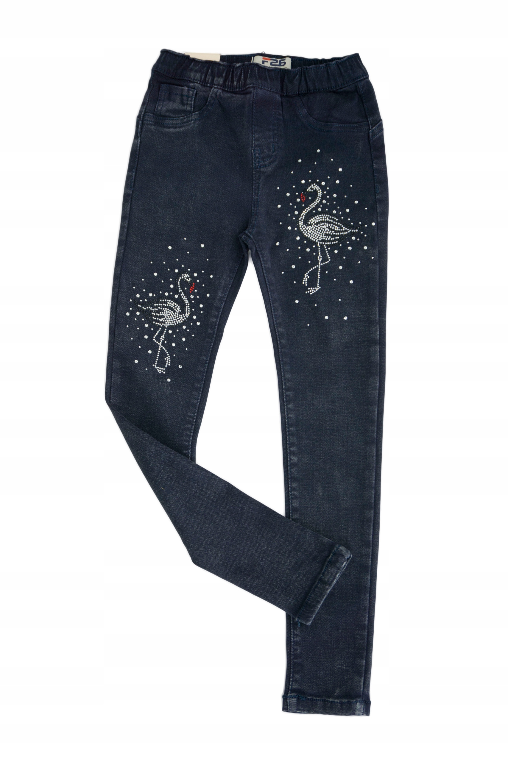 M166 Elastyczne spodnie ocieplane jeansy guma r. 158