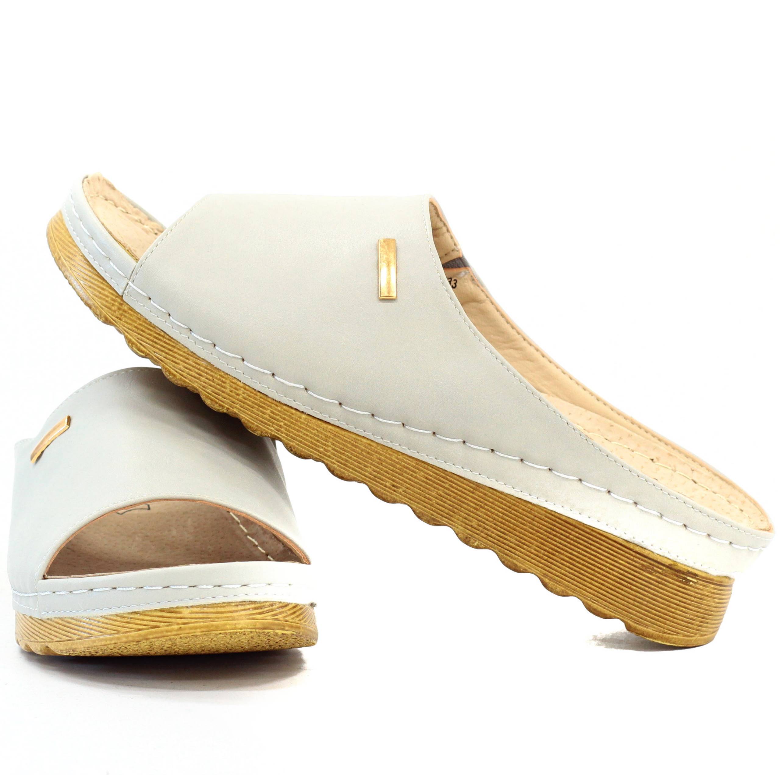 KLAPKI DAMSKIE BUTY LEKKIE WYGODNE POLSKIE SKÓRA Materiał zewnętrzny inny