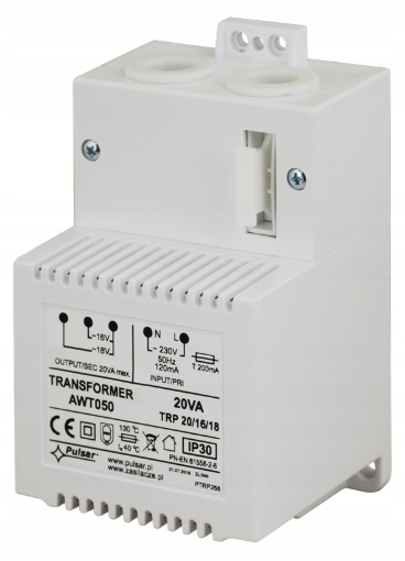 PULSAR TRANSFORMATOR AWT050 20VA 16V / 18V AC 1,2A / 1A
