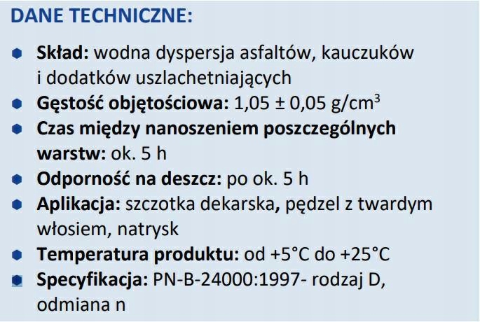 Masa bitumiczna Izochem 10 l DYSPERBIT bit+ (10 kg) do izolacji fundamentów Rodzaj masa bitumiczna