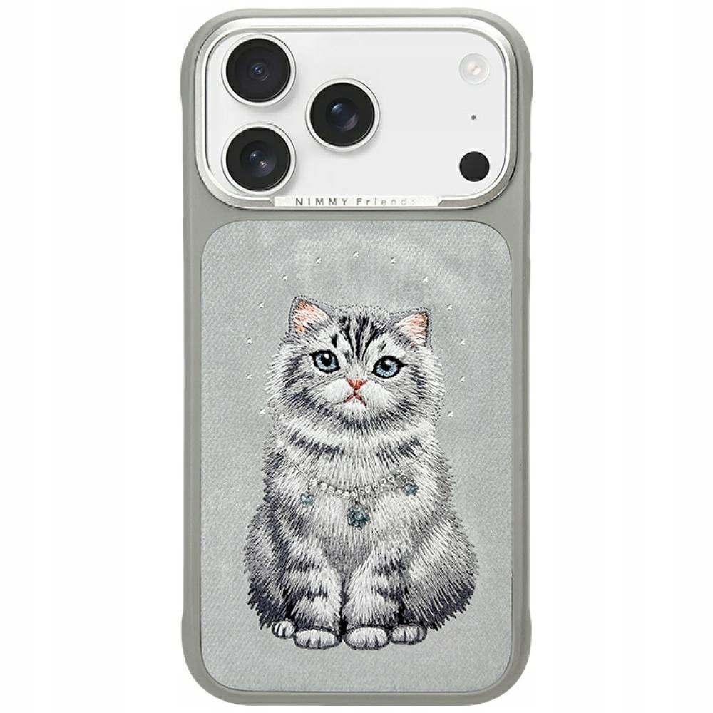 Pouzdro Nimmy Lucky Fashion Cat MagSafe pro iPhone 17 Pro šedé