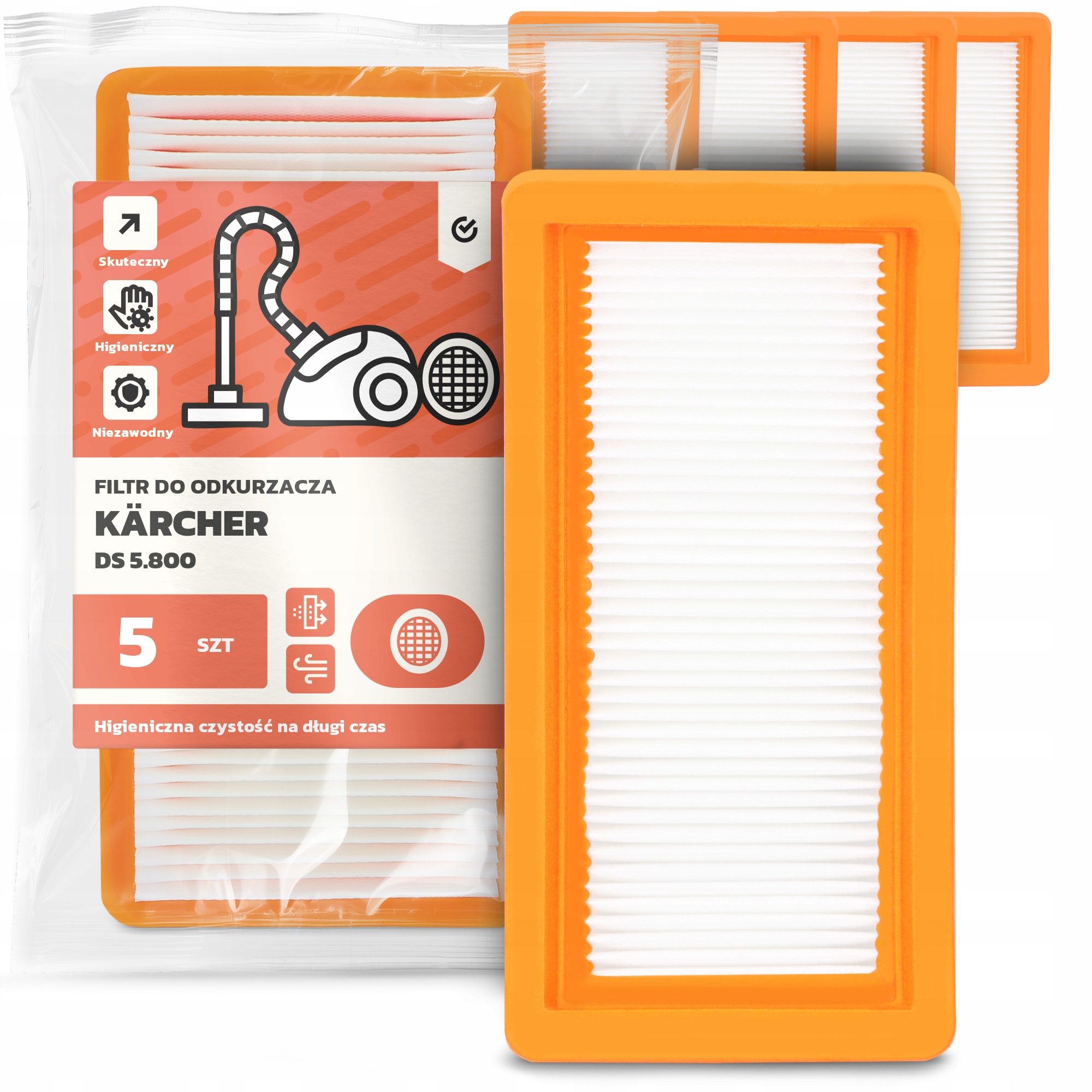 5 x Filtr Pro Vysavač Kärcher Ds 5.800 Omyvatelný vzduchový Filtr Em-w