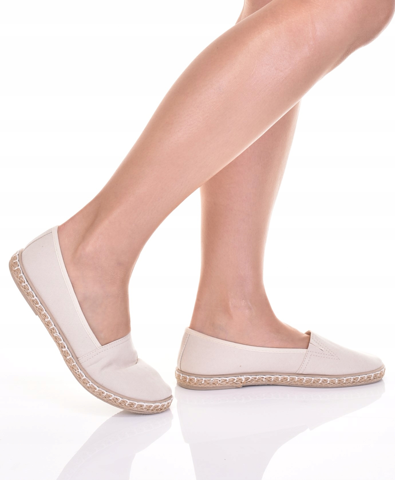 ESPADRYLE DAMSKIE LEKKIE TENISÓWKI WSUWANE BEŻOWE Długość wkładki 24.5 cm