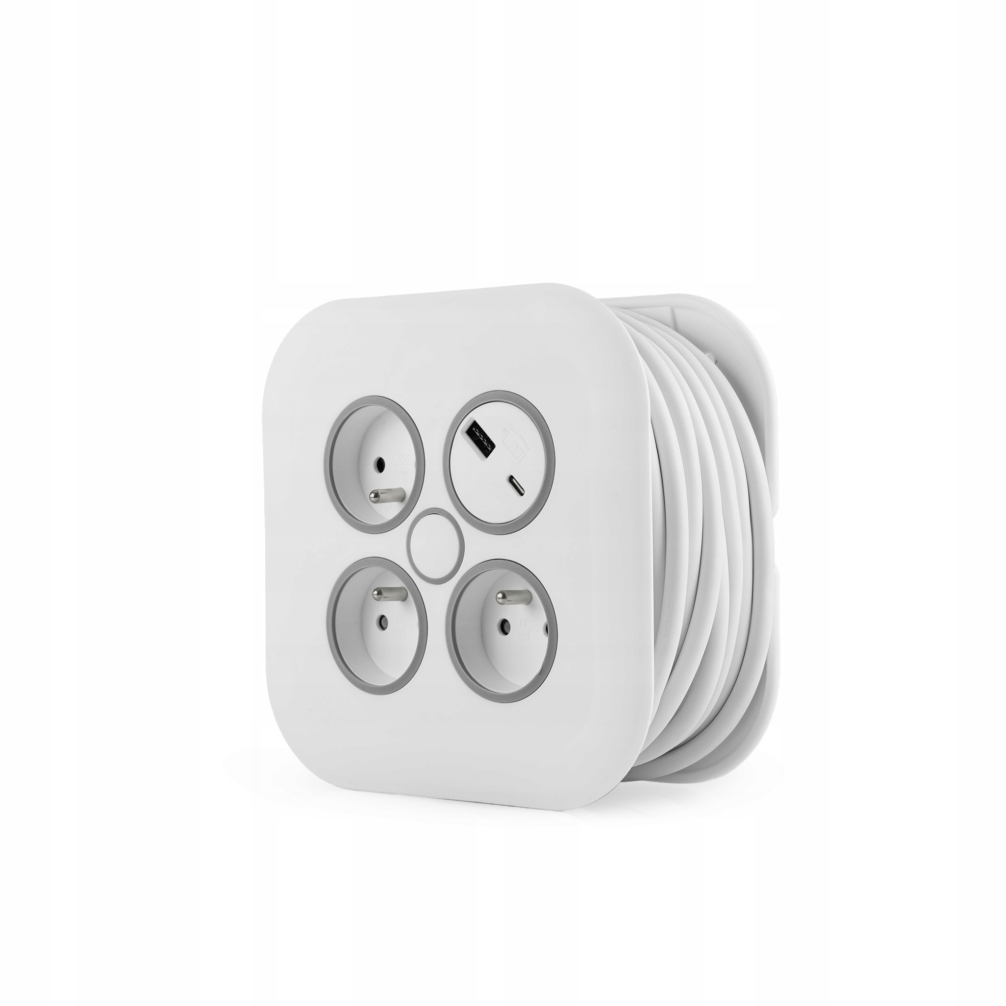 Plastrol PZ-ECO-5 przedłużacz zwijany 10 m 3 gniazda Usb-a Usb-c 2300W