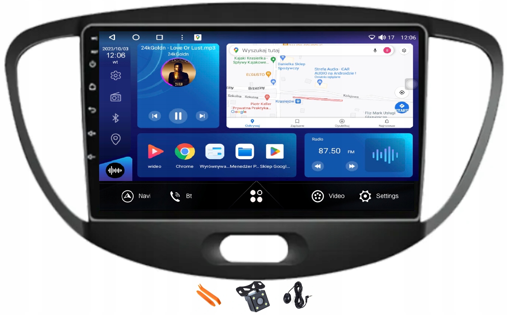 Rádio Android Navigácia VQ230 Qled Carplay Lte Gps Dsp Hyundai I10 07-13