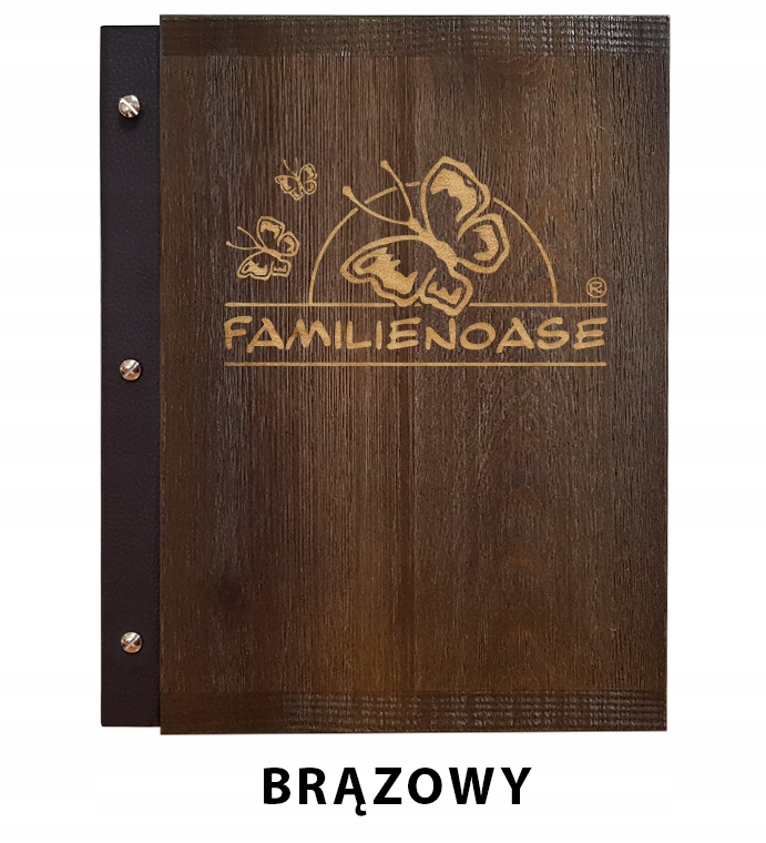KARTA MENU A4 OKŁADKA DREWNIANA GRAWER LOGO GRATIS Marka Feniks