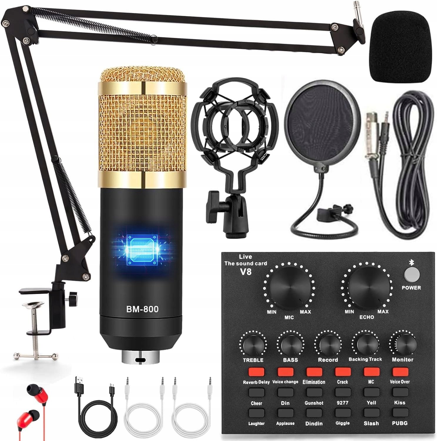 Mikrofon pojemnościowy Al Powl Usb zestaw V8 do podcastów streamingu