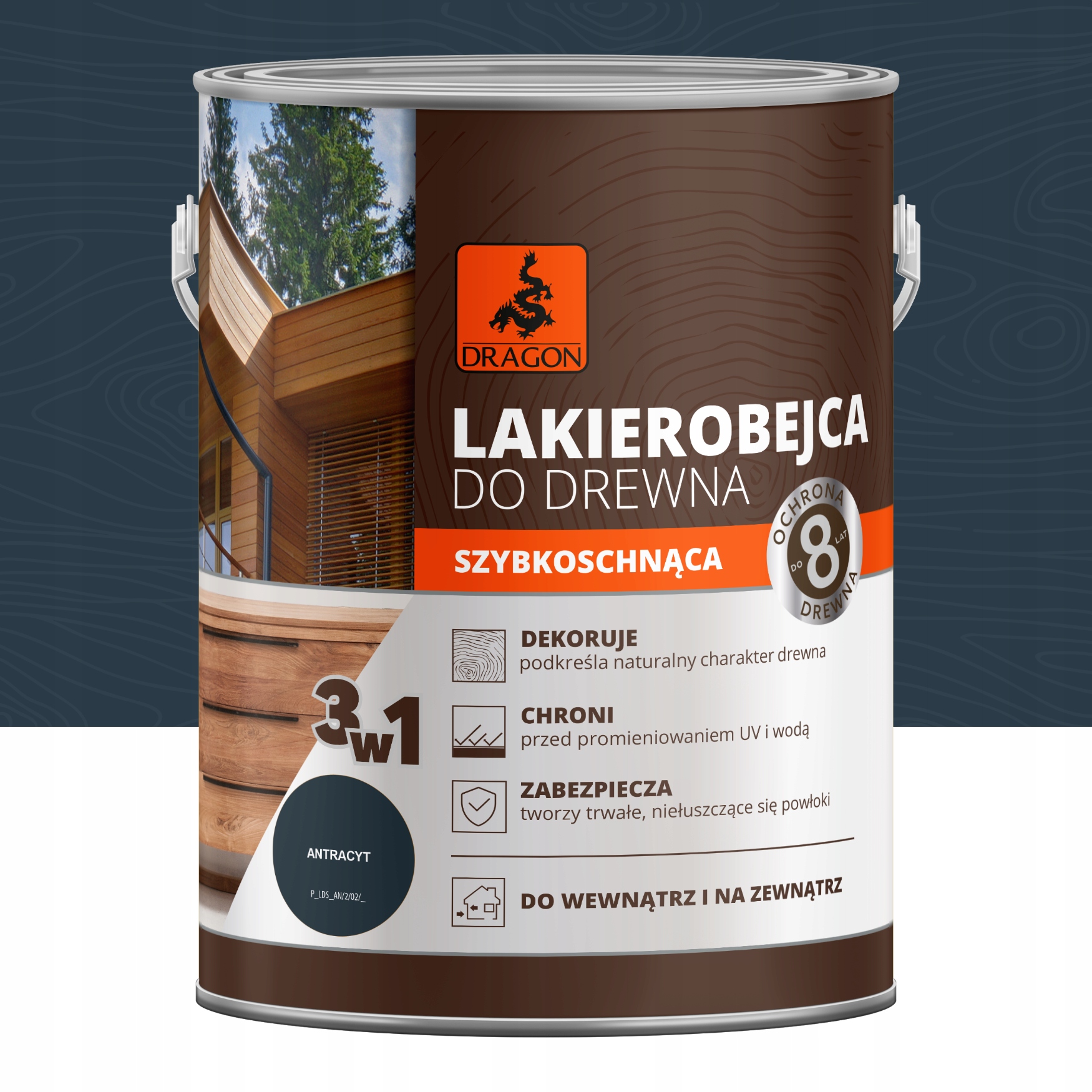 Лак для дерева 2,5 л антрацит дракон
