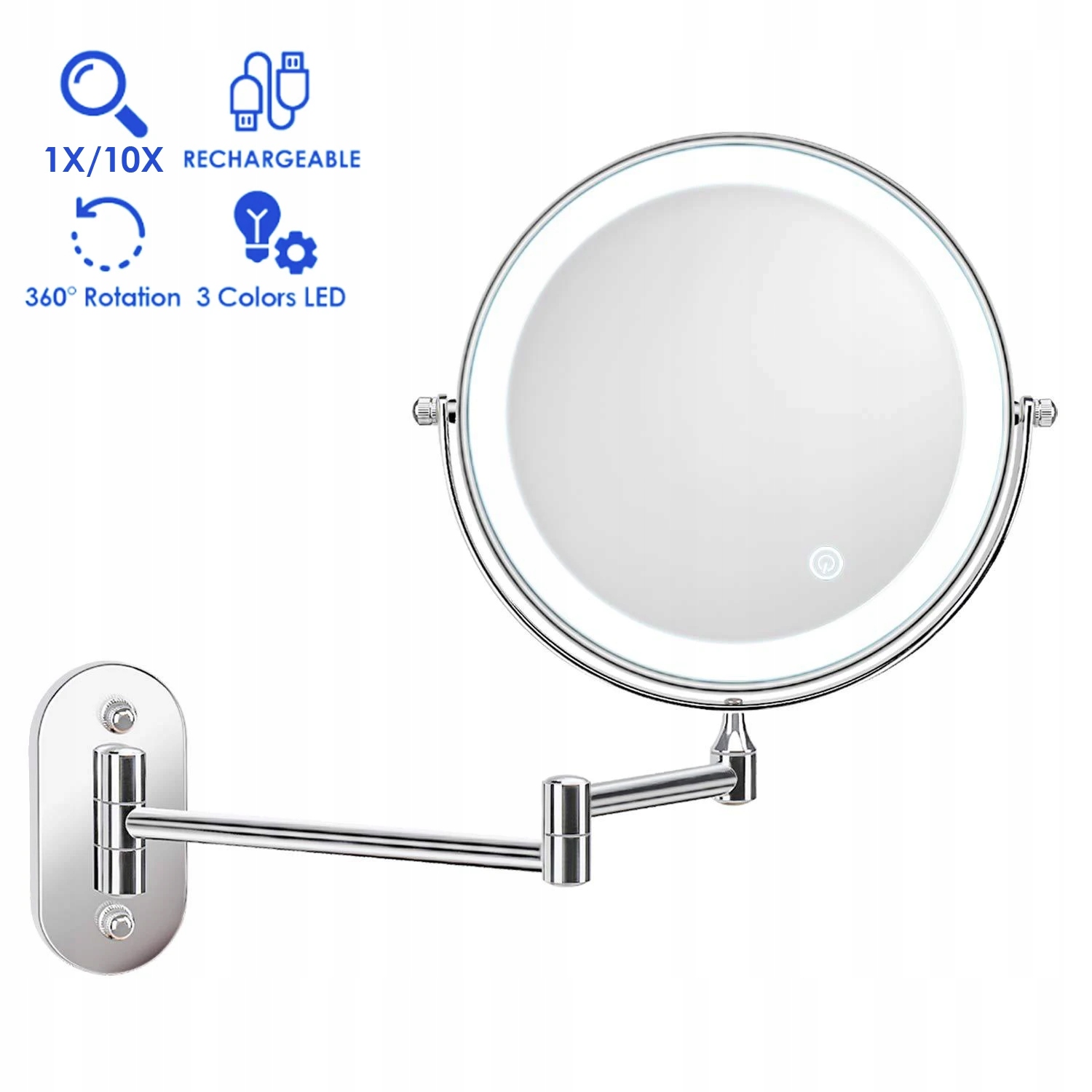 LUSTERKO DO MAKIJAŻU GOLENIA PODŚWIETLANE 10X POWIĘKSZAJĄCE Szerokość 200 mm