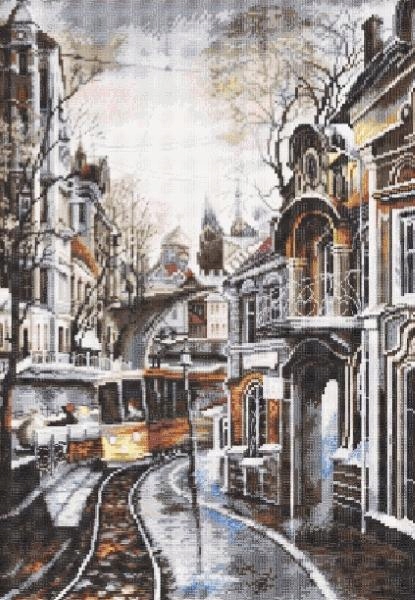 Křížková výšivka Vyšívací sada Tramvaj