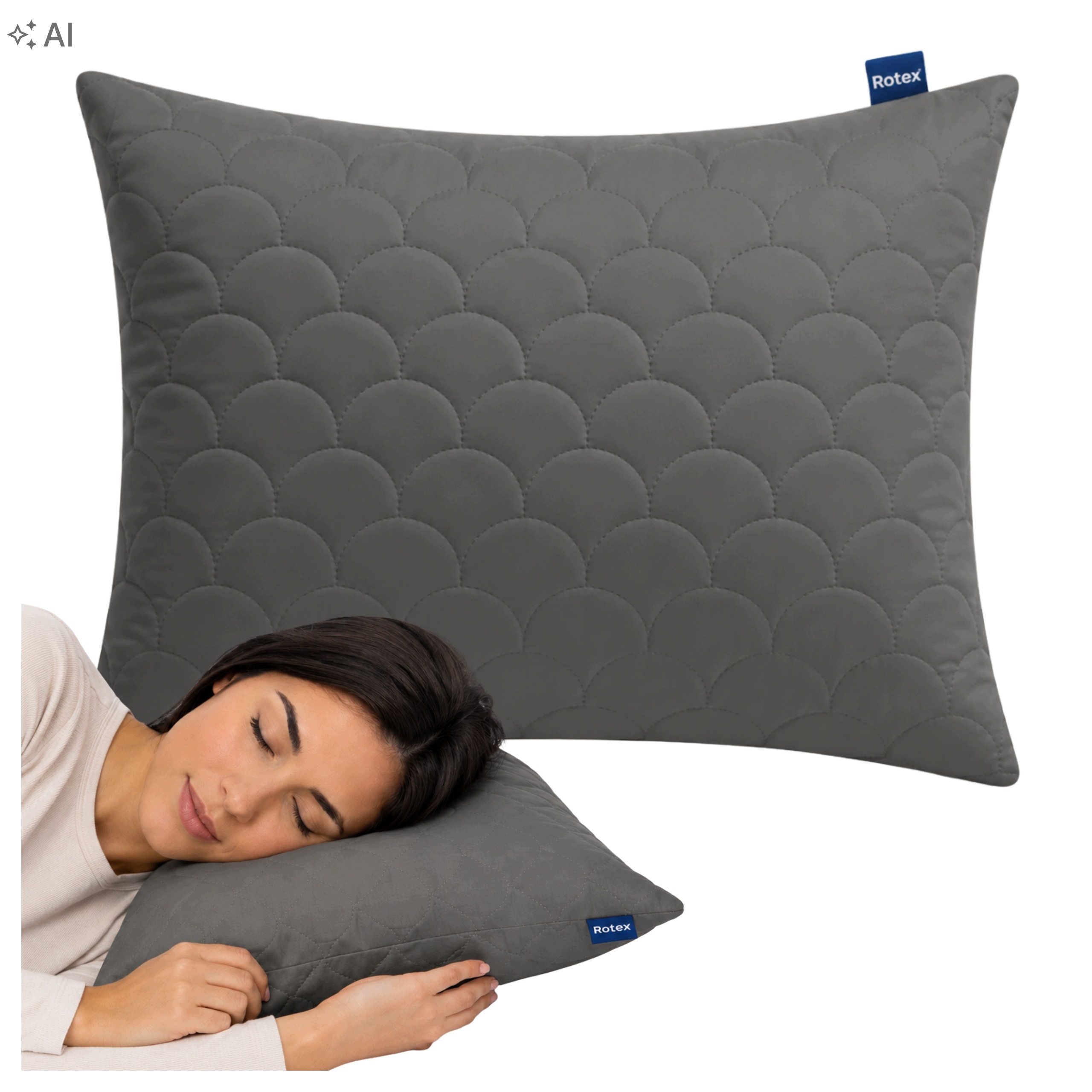 2x Polštář 40x60 Antialergický 60x40 na spaní Prošívaná Vysoká zip Rotex