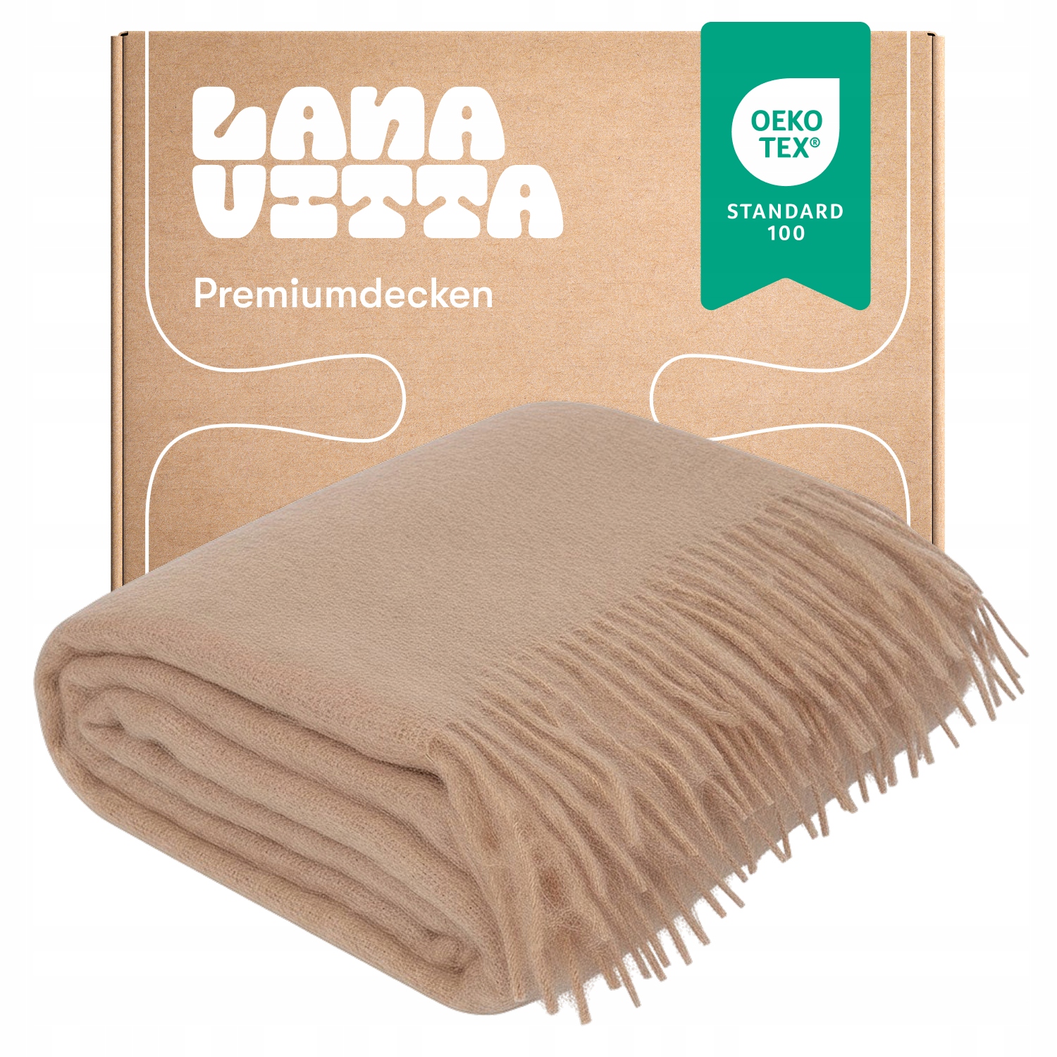 Mohérová deka Teplá Alaska Pled Přehoz na postel Světle béžová 130×180 cm