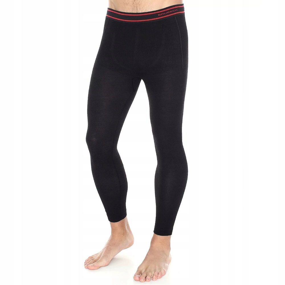 Spodnie Męskie Legginsy Termoaktywne Merino Brubeck Active Wool Czarne XL