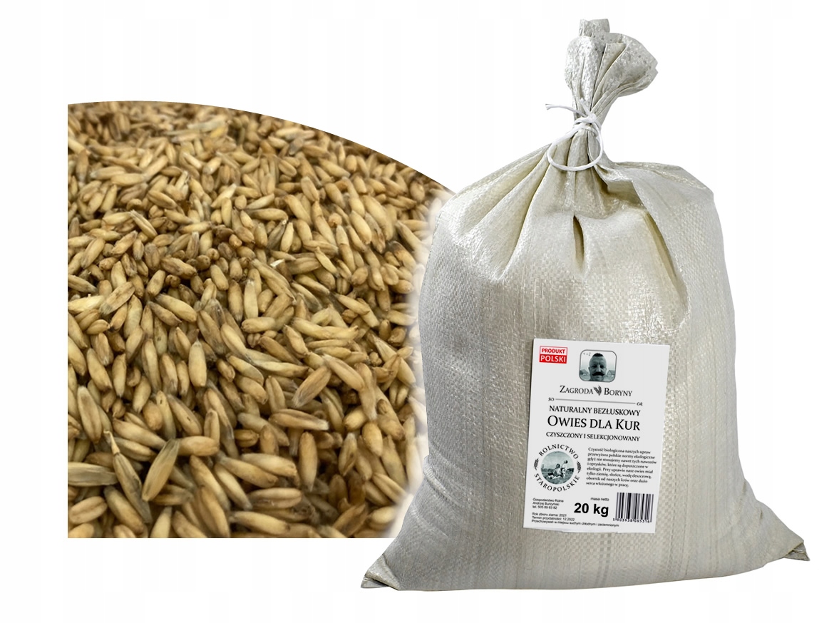 Owies Bezłuskowy dla Gołębi i Drobiu BIO 20 KG EKO