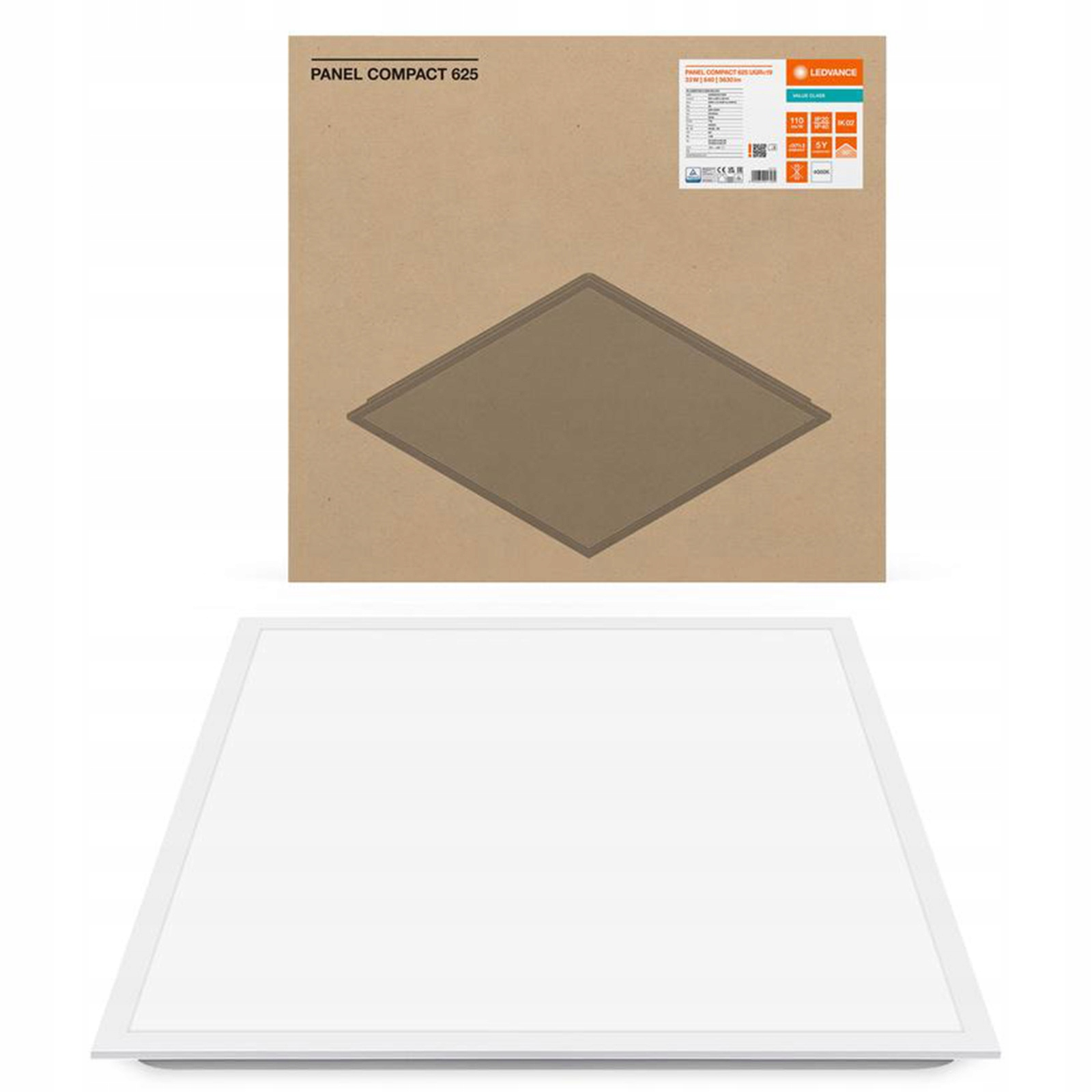 Led panel Kancelárske svietidlo Stropná lampa 33W 3630lm 4000K 62x62cm UGR19