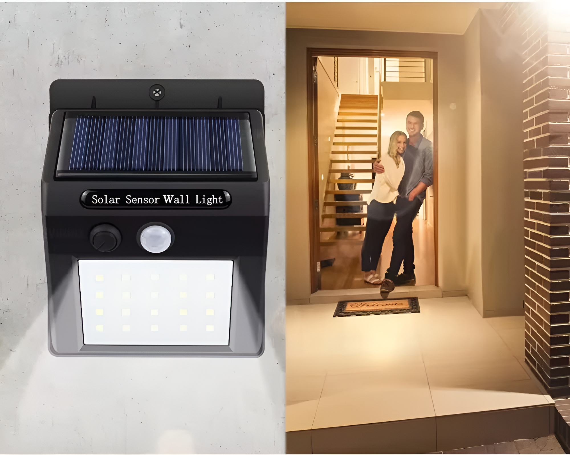 LAMPA SOLARNA 20 LED OGRODOWA KINKIET NAŚWIETLACZ CZUJNIK RUCHU I ZMIERZCHU Długość 125 mm