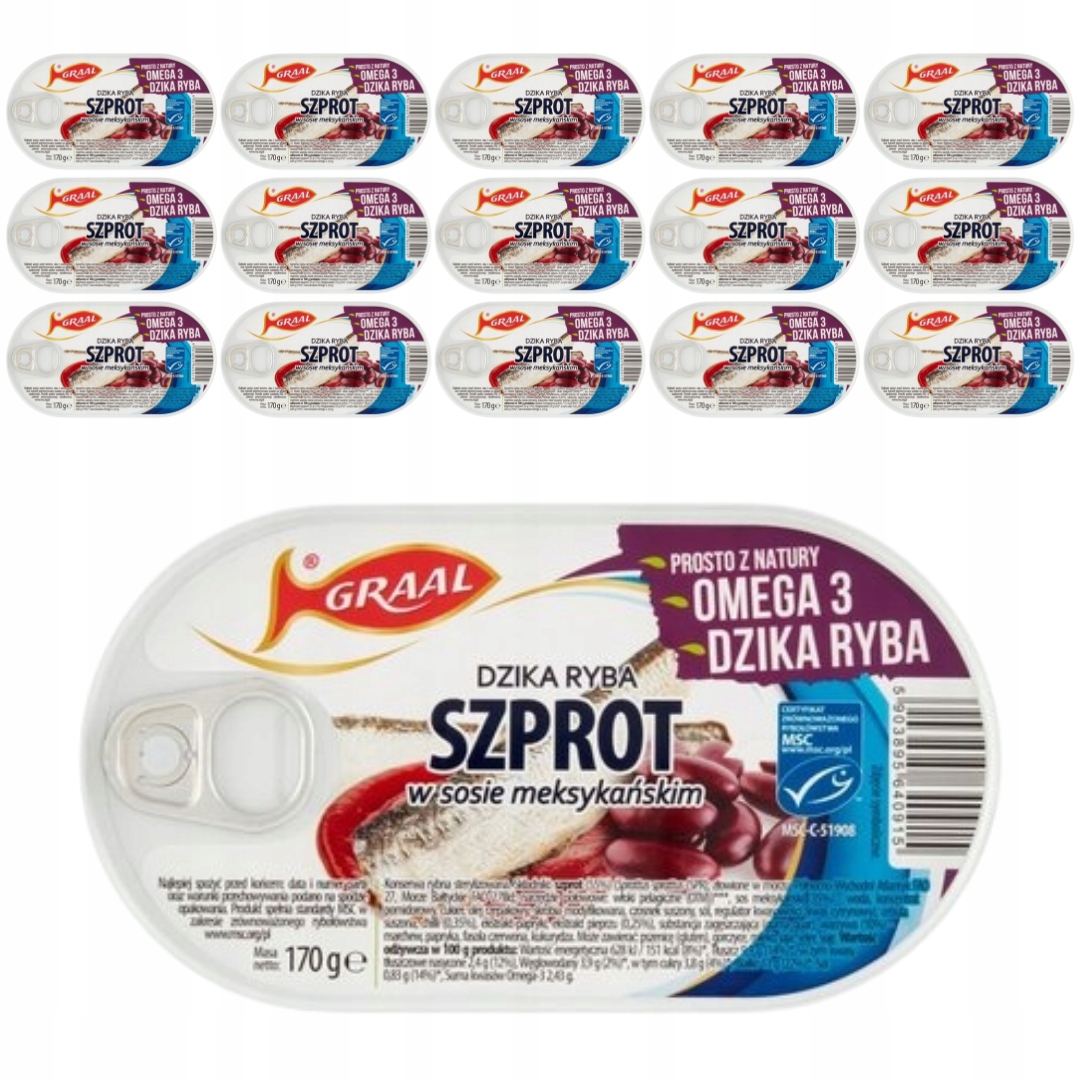 Levně Graal Šprot v mexické omáčce 170 g x 15 kusů