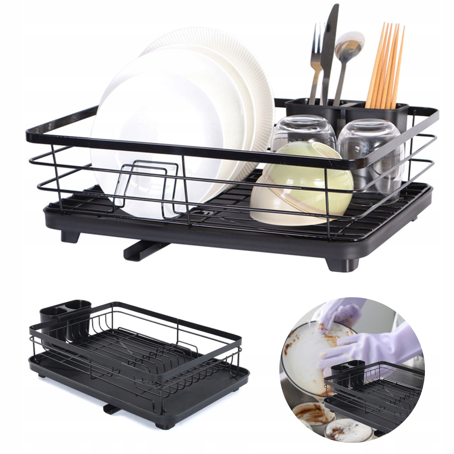 Levně Odkapávač na nádobí z nerezové oceli, multifunkční stojan na nádobí na kuchyňskou linku