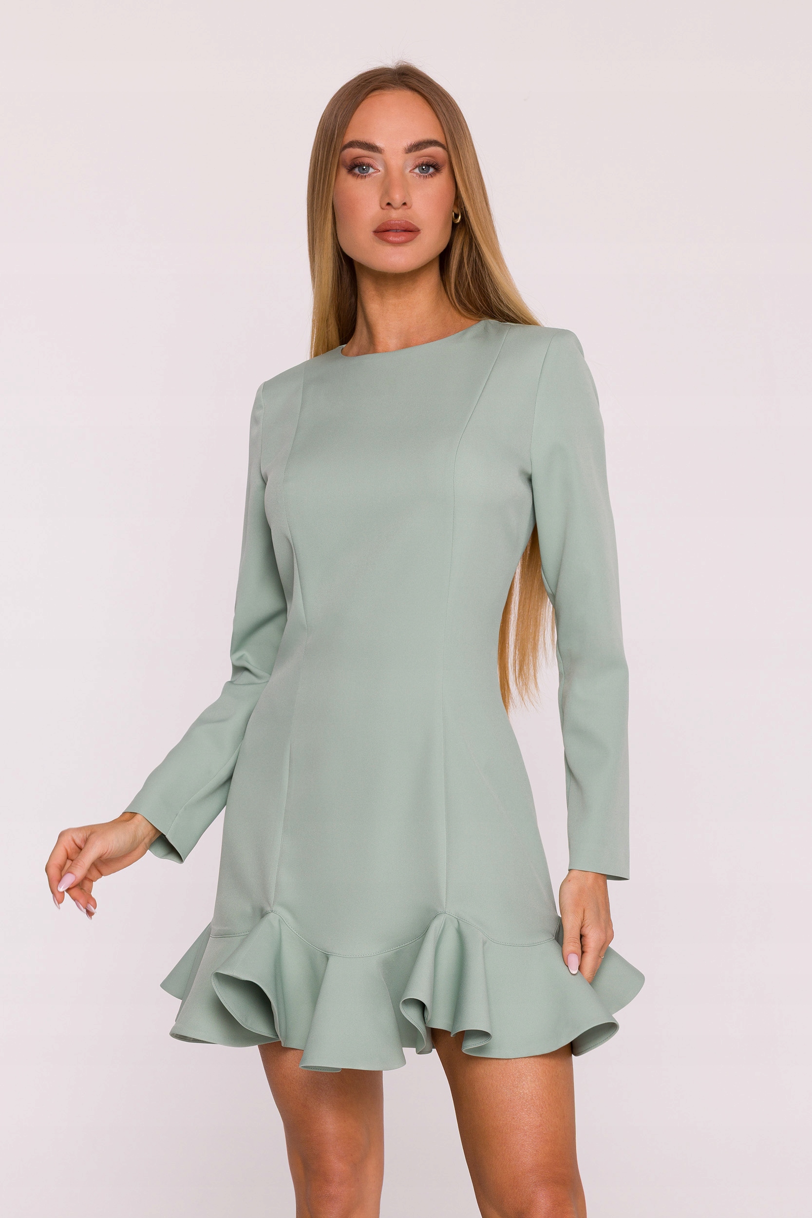 Elegantní Dámské Ženské Šaty Mini S Volánky Mátové 40 L