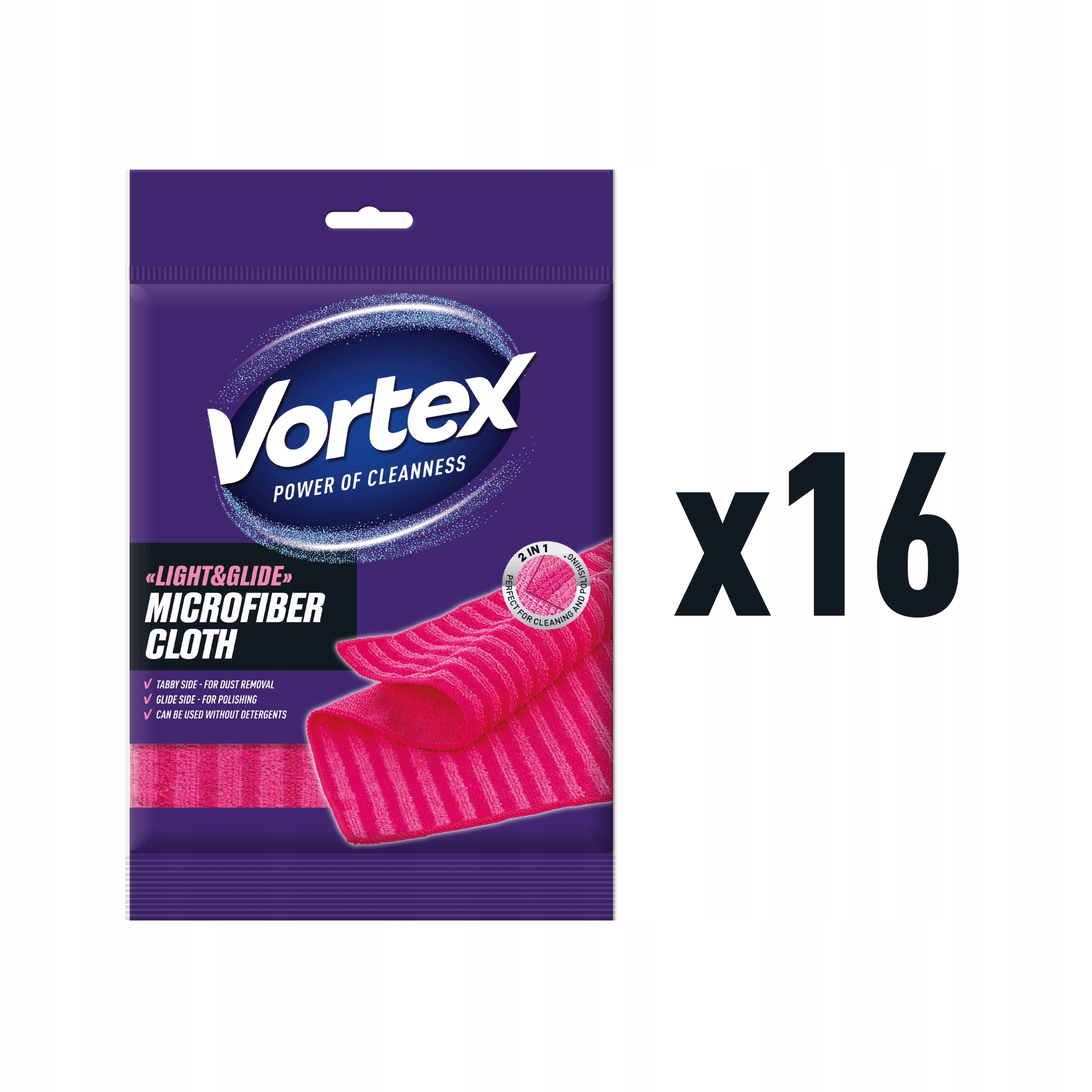 Levně Vortex Utěrka z mikrovlákna Light&Glide, 1 Ks, sada 16 balení (16×1)