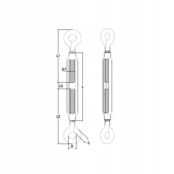 Śruba Rzymska Napinająca INOX nierdzewna A4 V4 oko-oko M10 5 szt. Kod producenta RSROO10.1