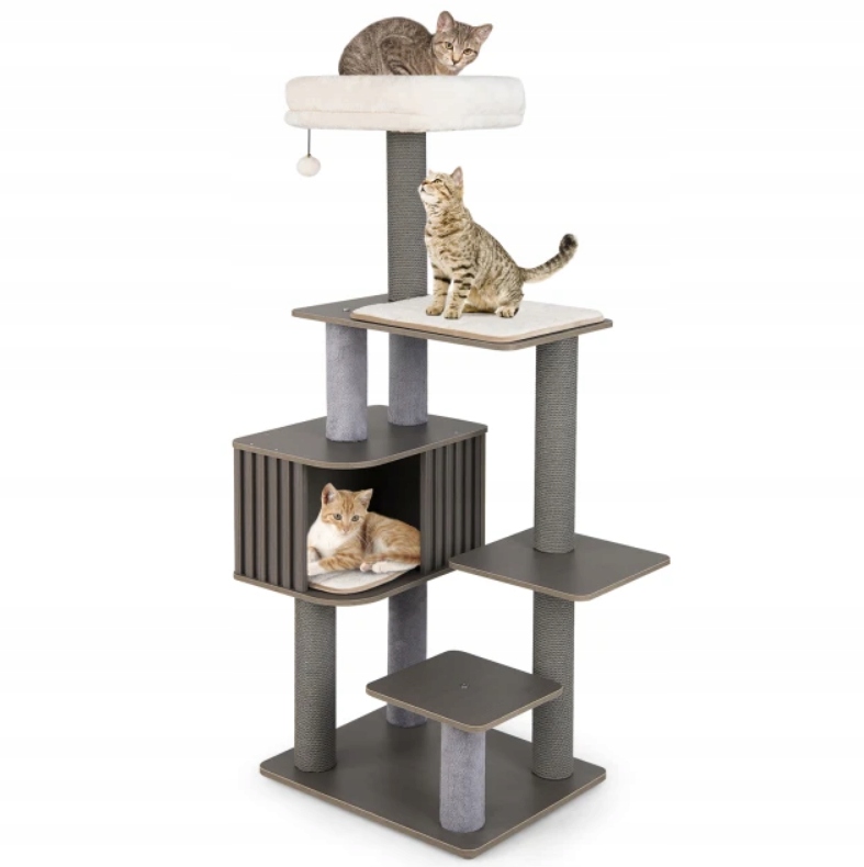 Levně Stromek pro kočky Costway 151 cm s domečkem, škrabadly a doplňky