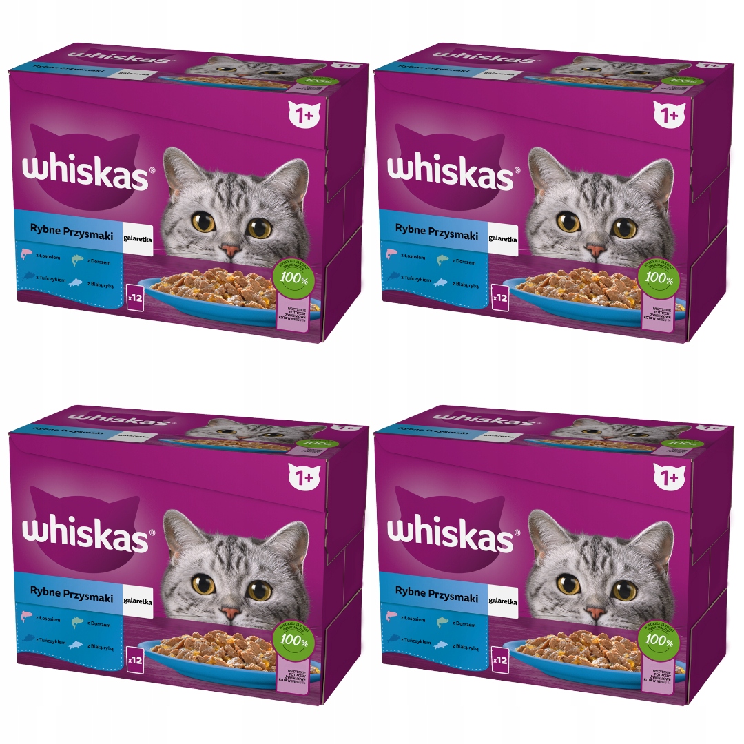 Levně Whiskas Adult Rybí Příchutě V Želé Krmivo 48x85 g