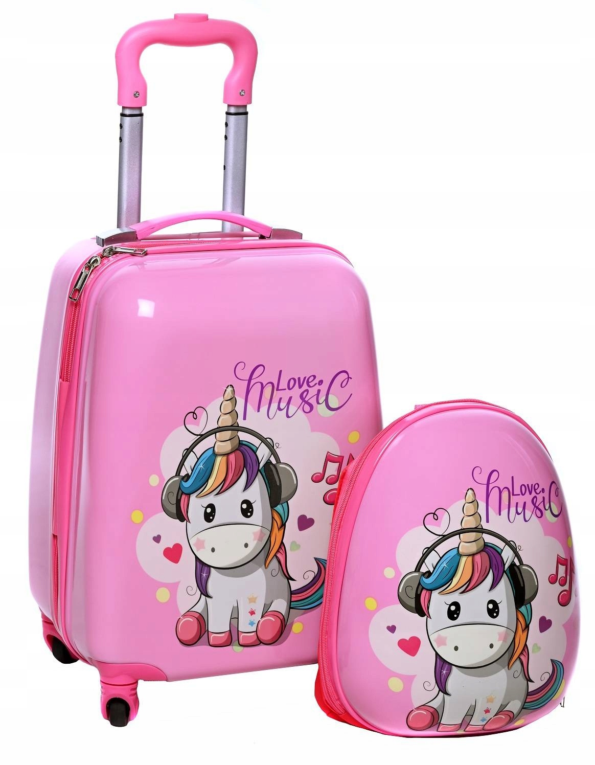 WALIZKA JEDNOROŻEC UNICORN ZESTAW DZIECIĘCA 4 KÓŁKA + PLECAK BAGAŻ SAMOLOTU