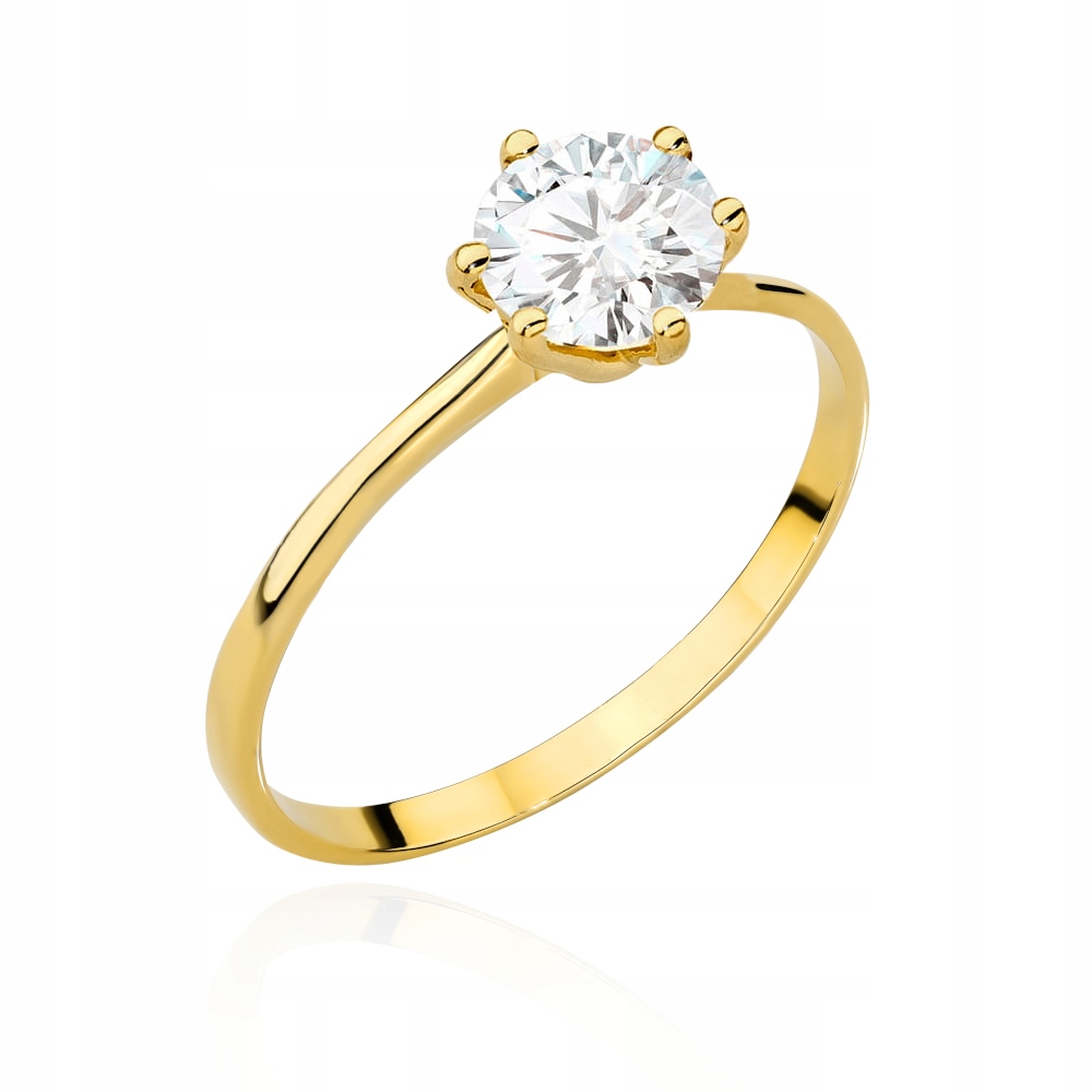 Prstýnek 585 klasický s centrální 12R Zirkonií v tlapkách 1.32 g