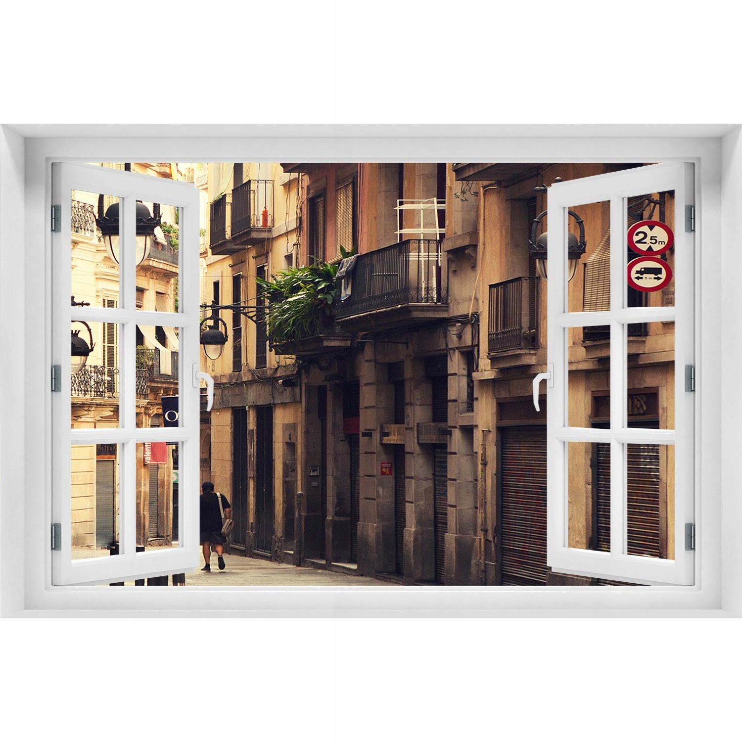 

Naklejka na ścianę 3D Okno Ulice Barcelony 120x80