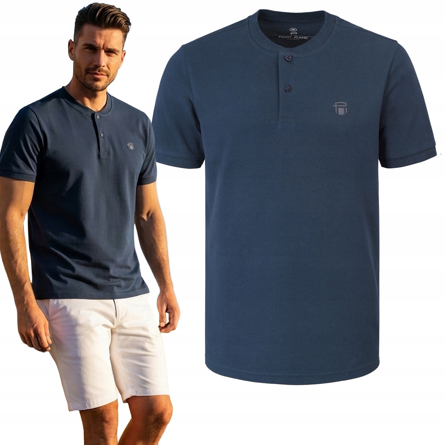 pánské tričko se srdíčkem Námořnická Modrá Bavlna Pika Bylongo 3XL Pako Jeans