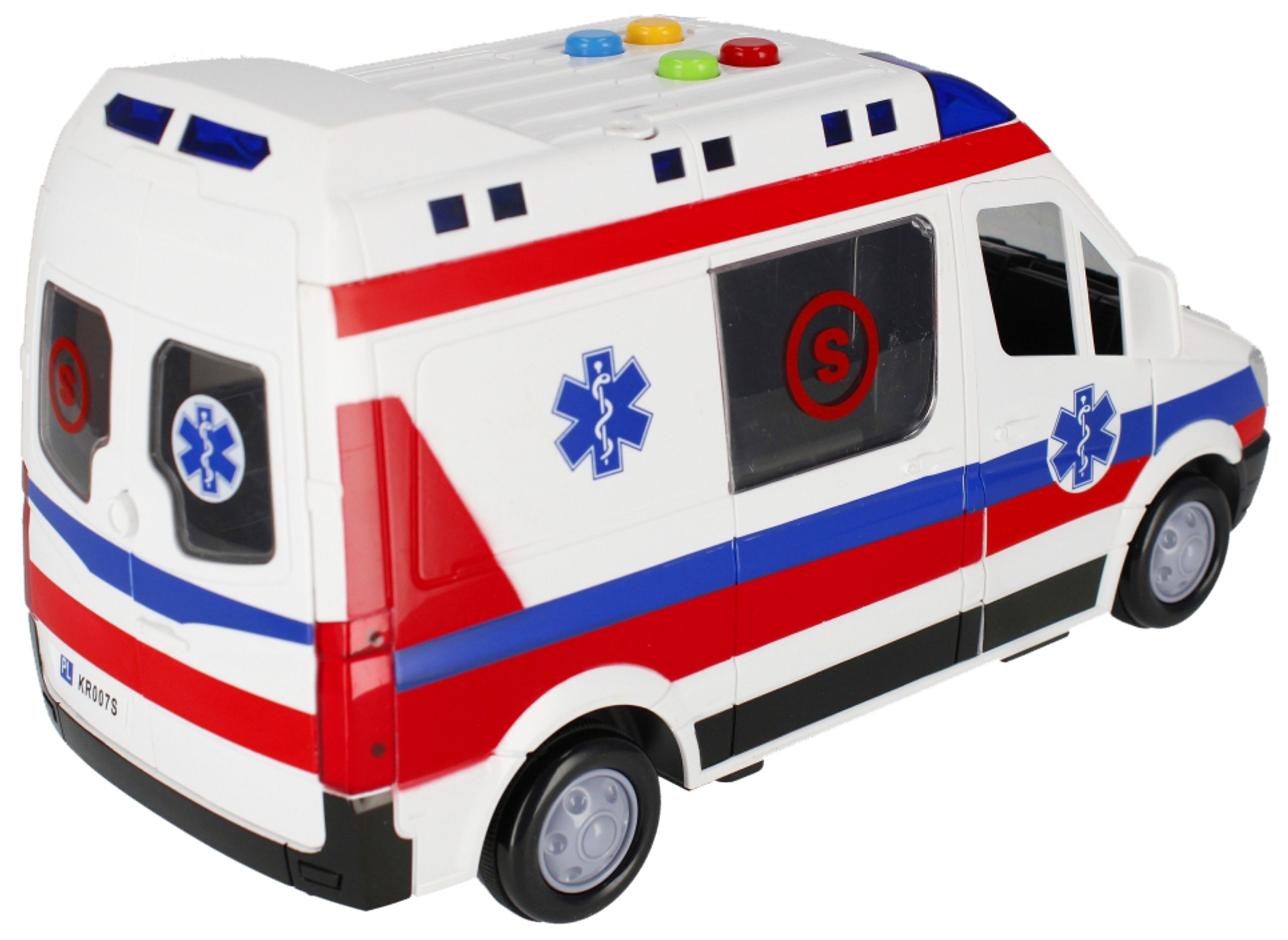 MÓWI PO POLSKU ŚWIECI DŹWIĘKI NAPĘD PULL&BACK KARETKA POGOTOWIA AMBULANS Marka Mega Creative