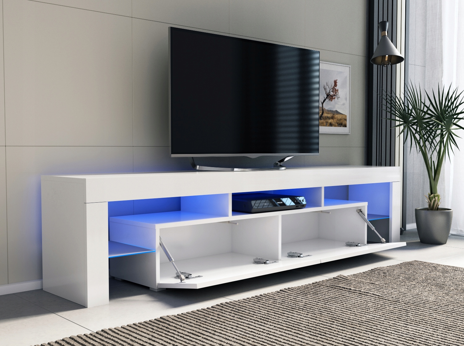 KOMODA Szafka RTV BIAŁY / CZARNY/ SZARY POŁYSK 200 Marka Fargo