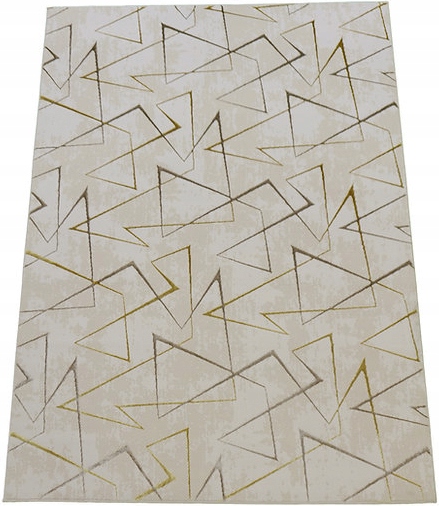 Koberec 160x220 Béžový Se Zlatem Geometrický Moderní Do Obývacího Pokoje Ložnice