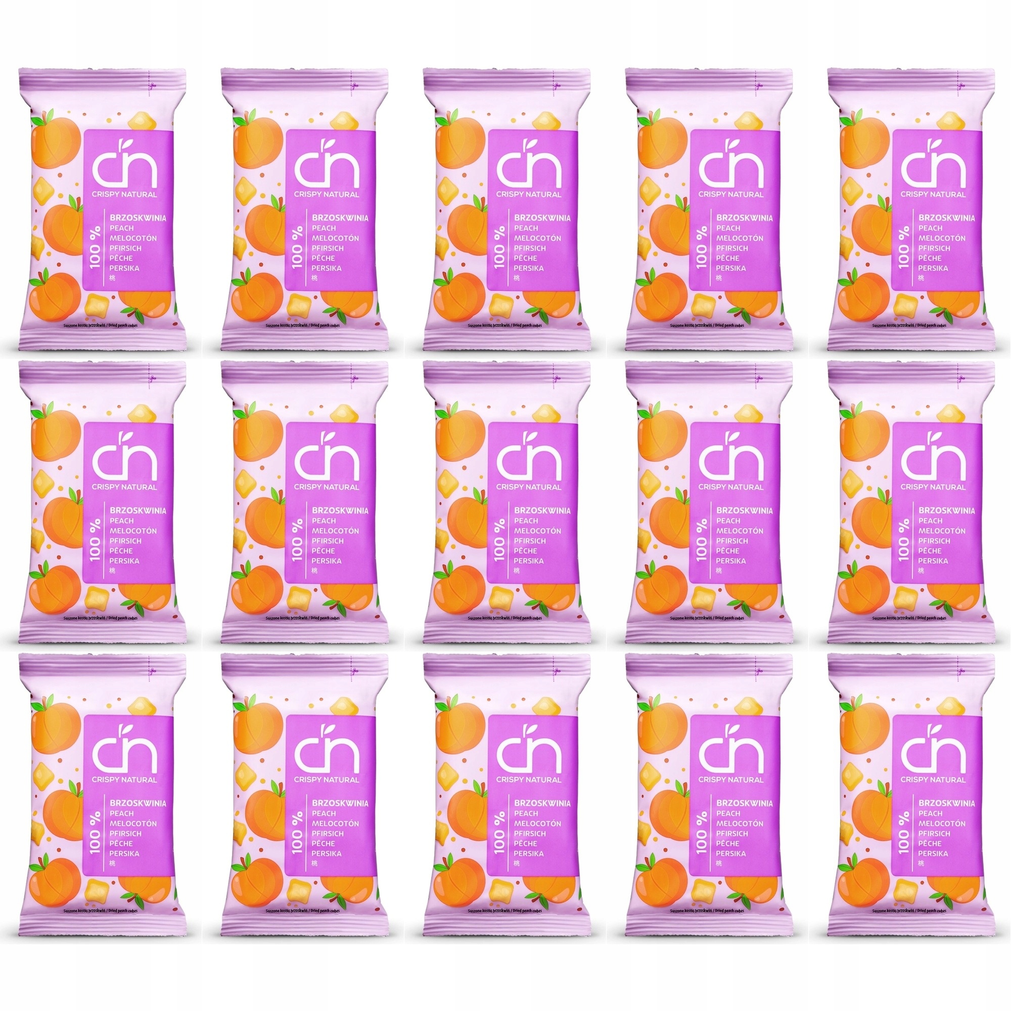 Zestaw Crispy Natural Brzoskwinia 100% Suszone Chipsy z 15 szt.