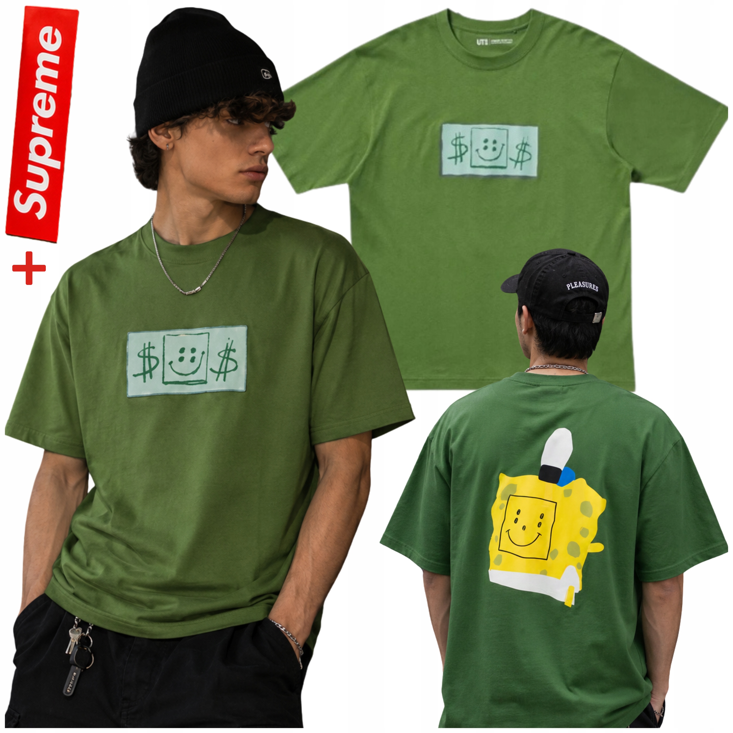 Tričko Uniqlo Cpfm Spongebob Graphic Tee Olive Supreme Red Bogo Bonus!