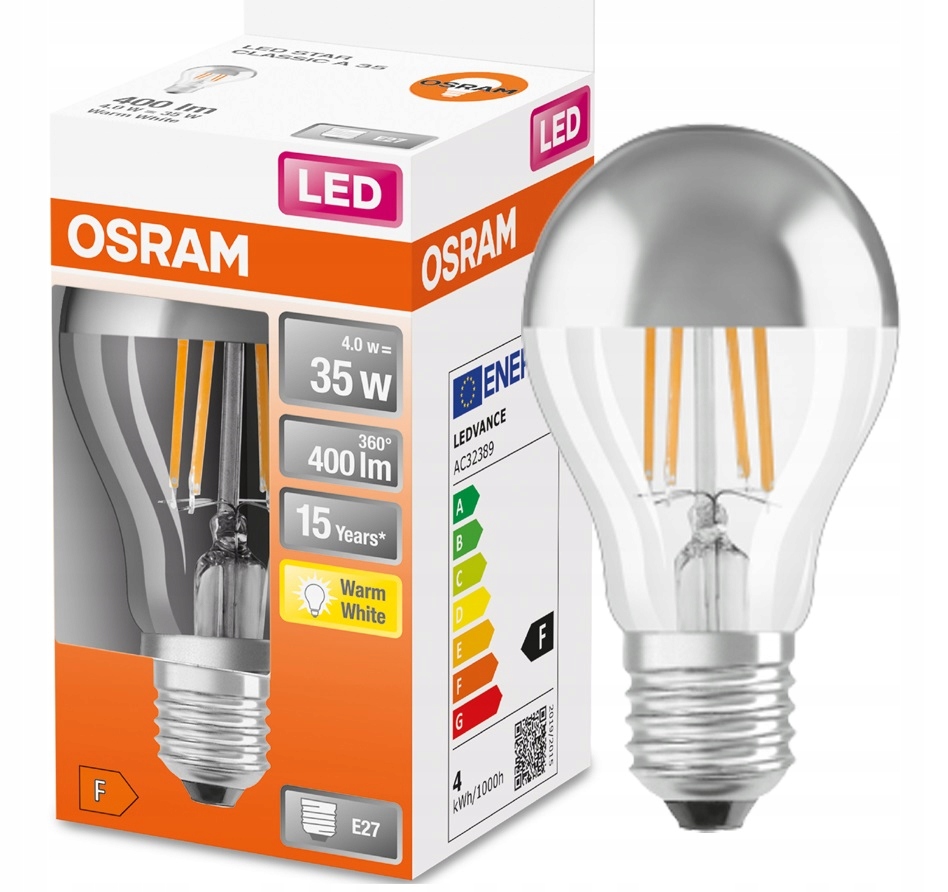 

Osram żarówka Led do luster 4W 35W E27 srebrna