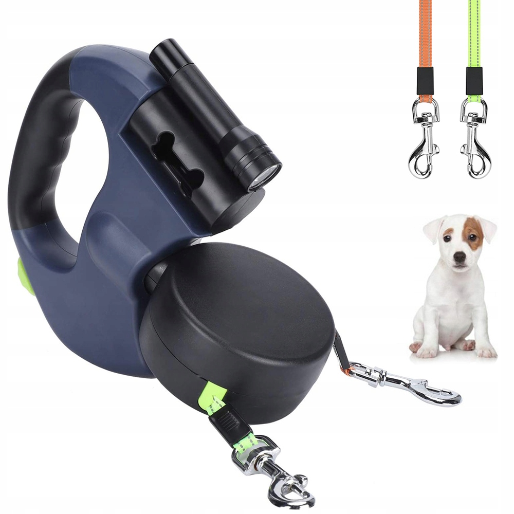 Levně Dvojitá Vodítko Pro Psa Kočku Do 10 Kg 2 X 3 M S Aretací A Svítilnou