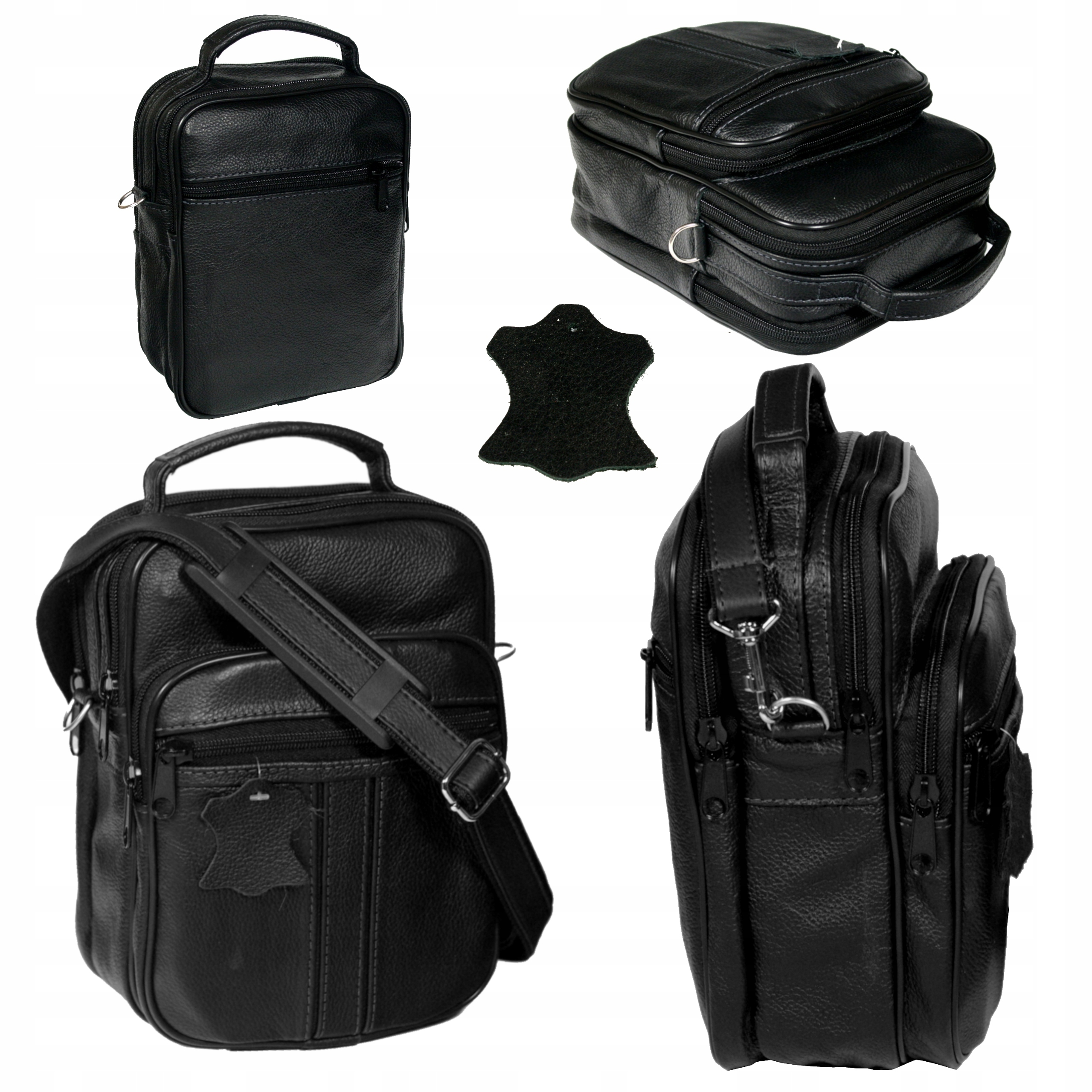 Torba skórzana męska na ramię z rączką dwie komory polskiej produkcji mała