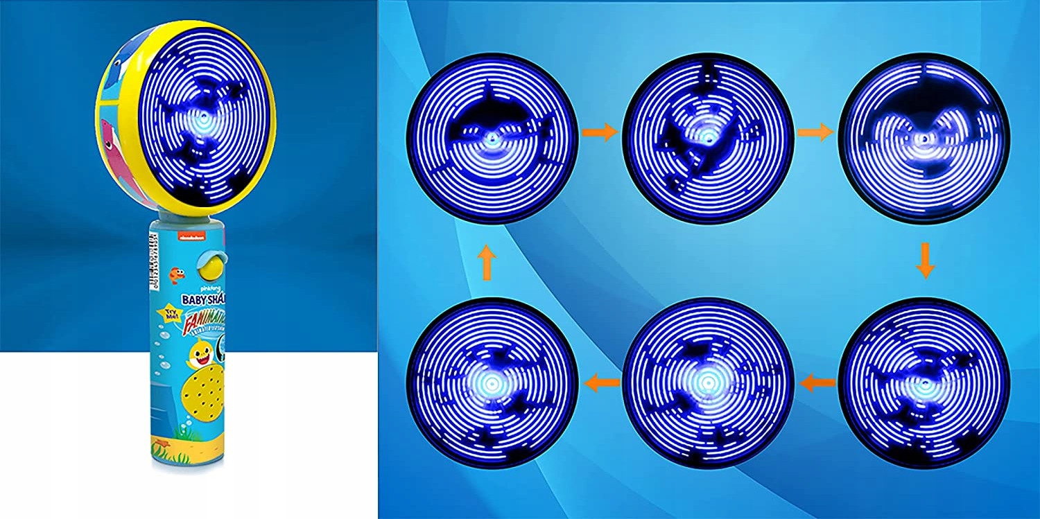 WIATRAK Wiatraczek BABY SHARK Projektor LED Muzyka Marka inna