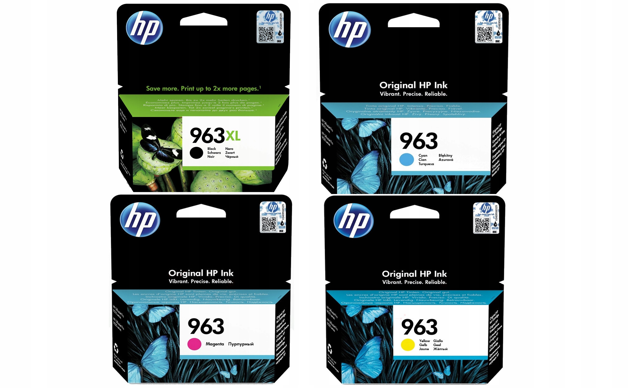

4 org. tusze Hp 963XL Bk 963 Cmy 8740 8210 8710