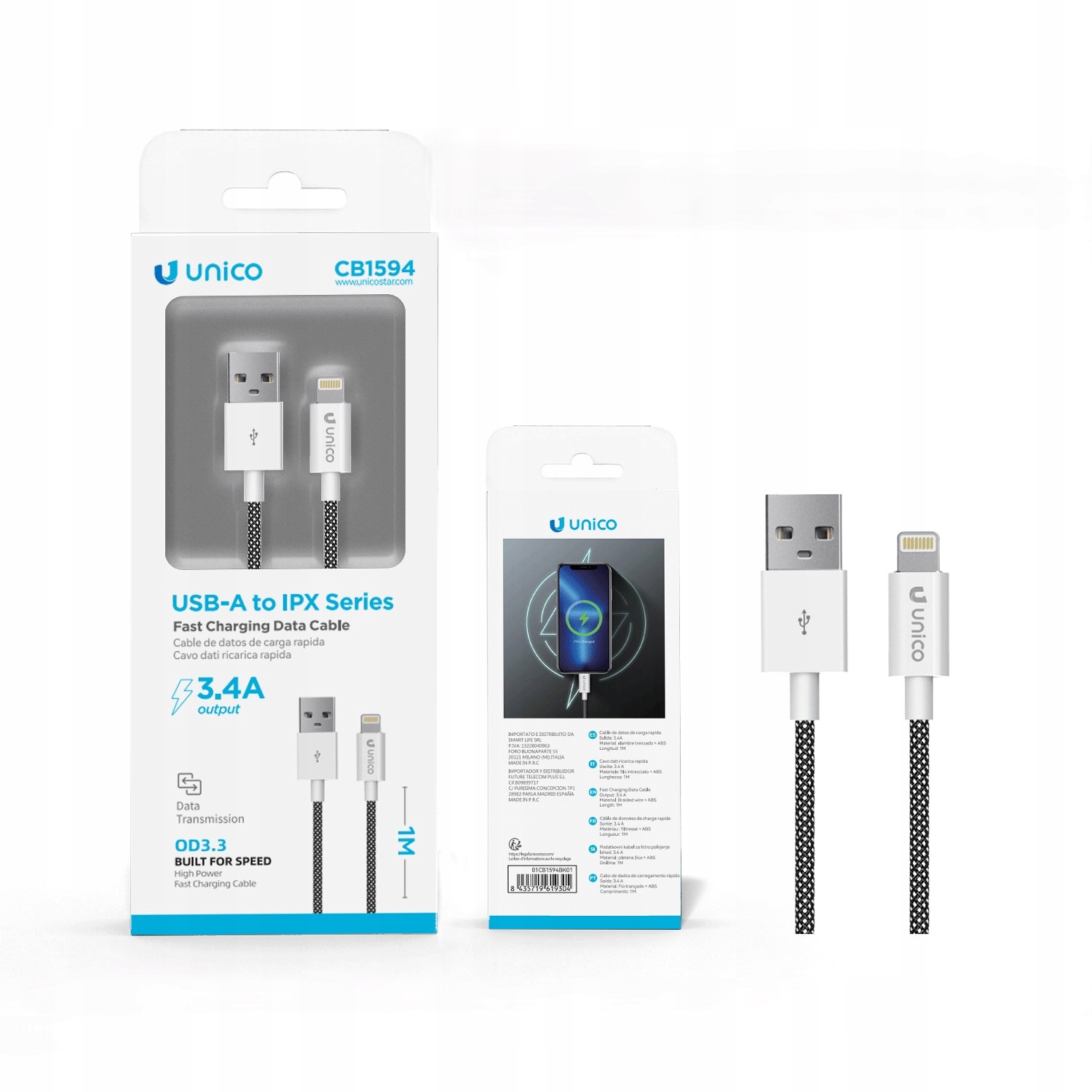 Kabel Przewód Usb A Apple Lightning 1m Mocny do telefonu 3,4A