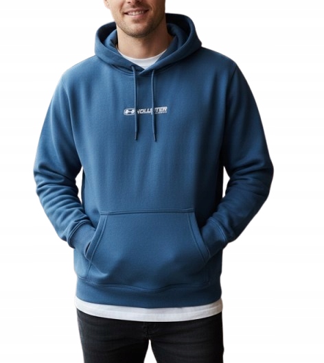 mikina s kapucí Abercrombie Hollister XL klokanka tyrkysová