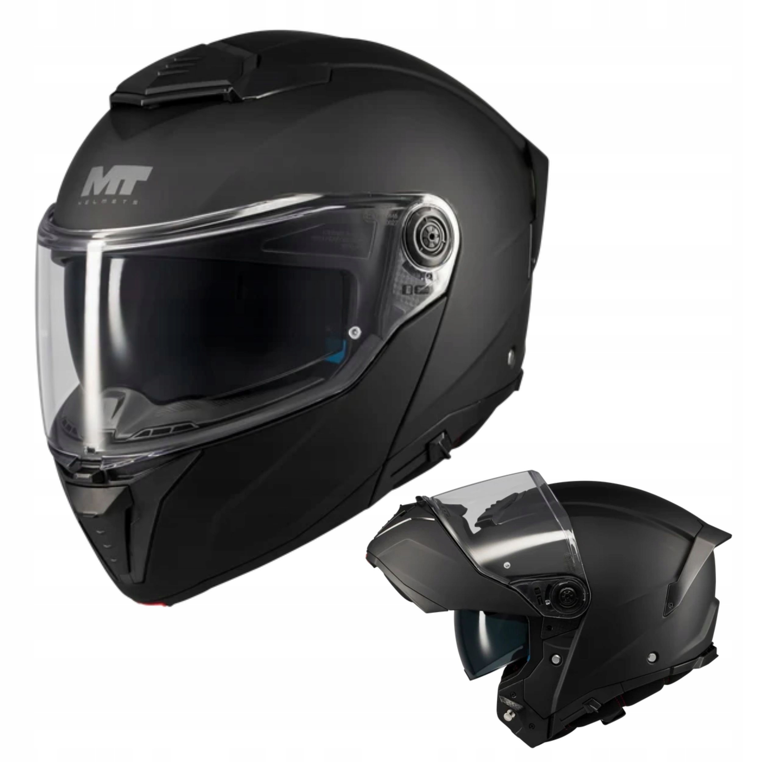 Szczękowy kask motocyklowy Mt Atom 2 Sv Pure A1 czarny L Pinlock