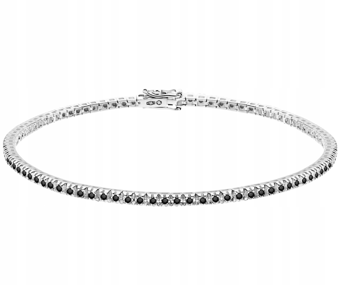 Bransoletka Białe Złoto 585 Czarne Brylanty 1,07 ct Grawer