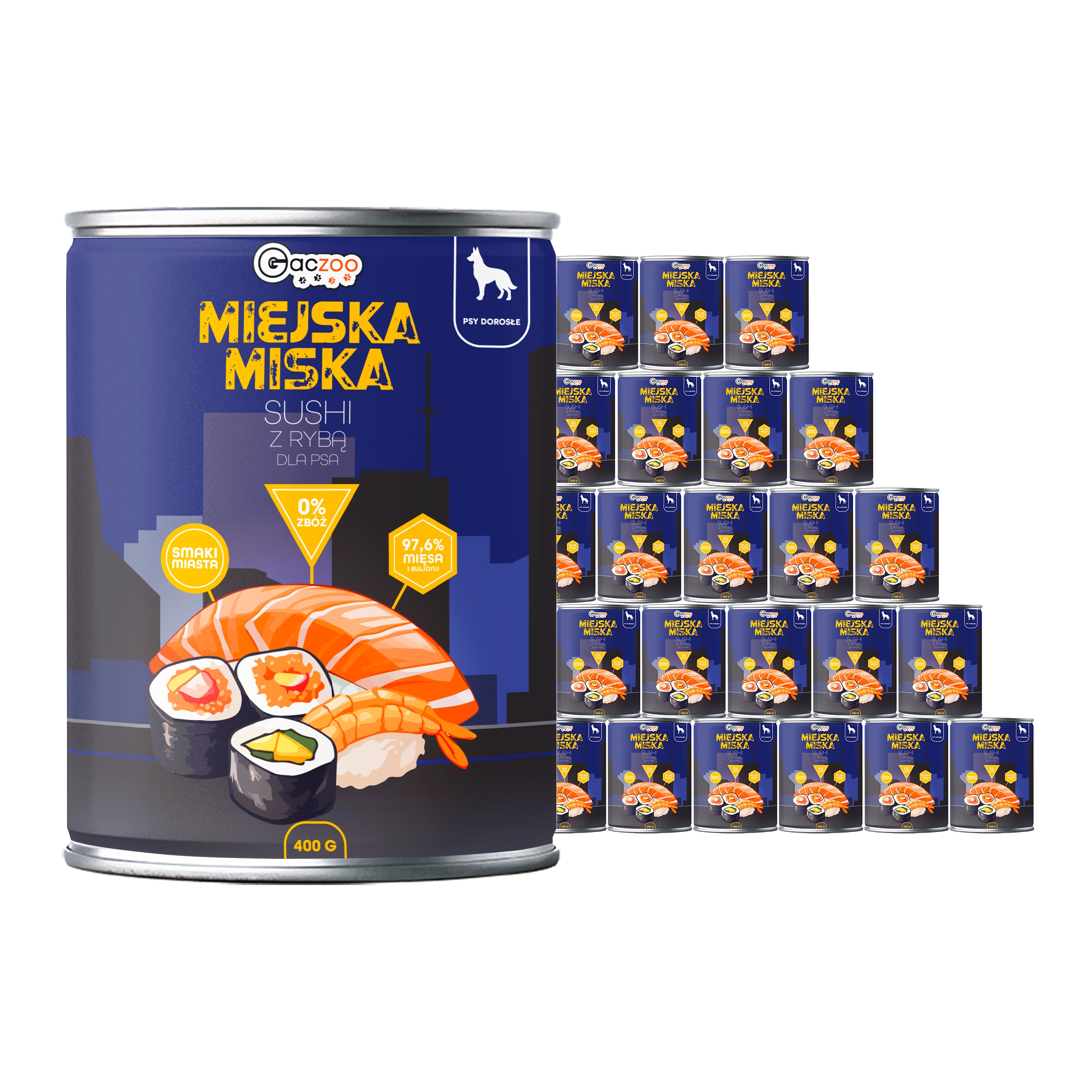 Levně Krmivo pro psa Městská miska Gaczoo Sushi s rybou 24 x 400 g bez obilovin