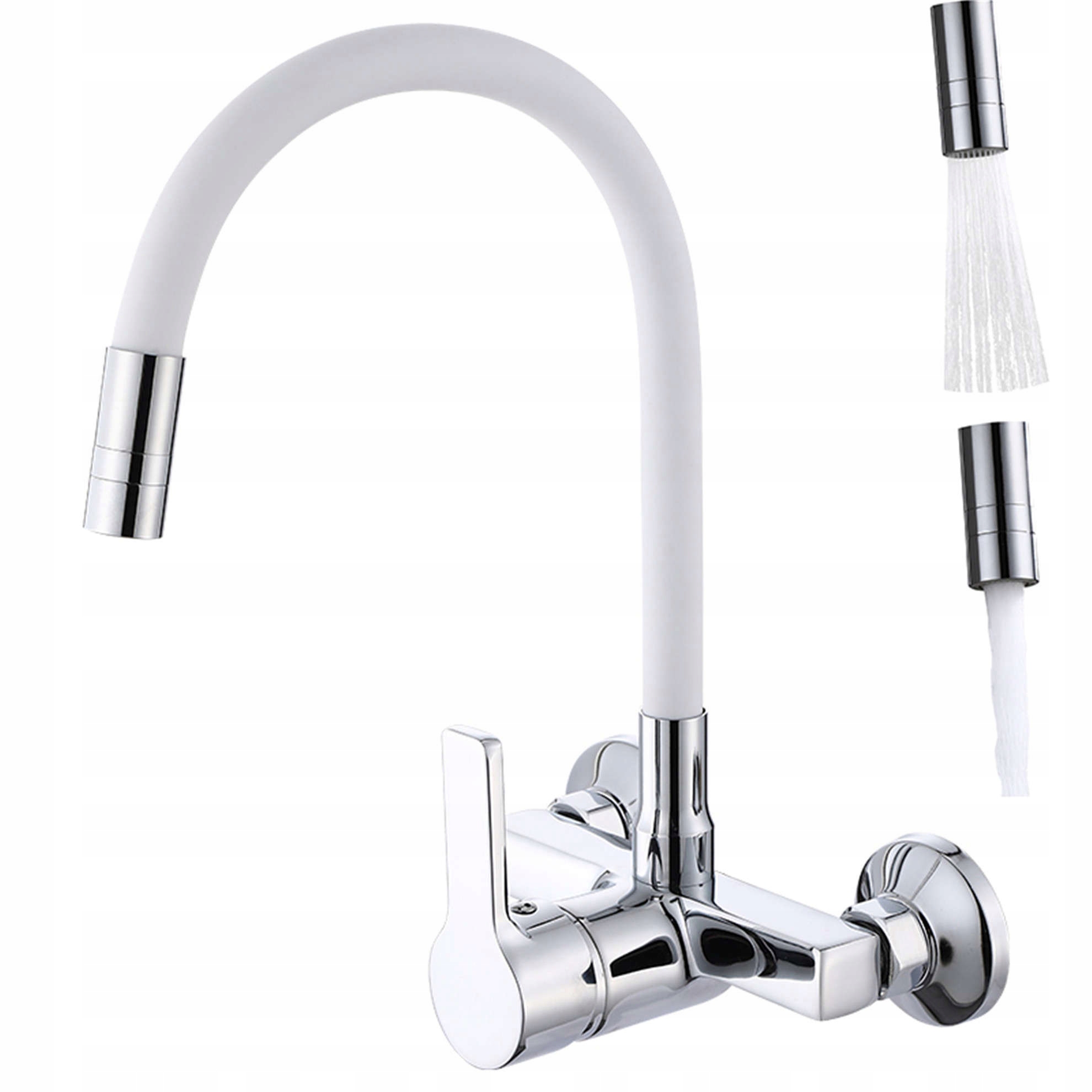 Kuchyňská Nástěnná Baterie Bílá S Flexibilním Výtokem 2-FUNKČNÍ