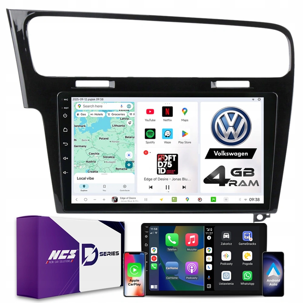 Rádio Navigace Ncs D10 Volkswagen Golf VII 2012-2020 Android 4GB Lte 10″