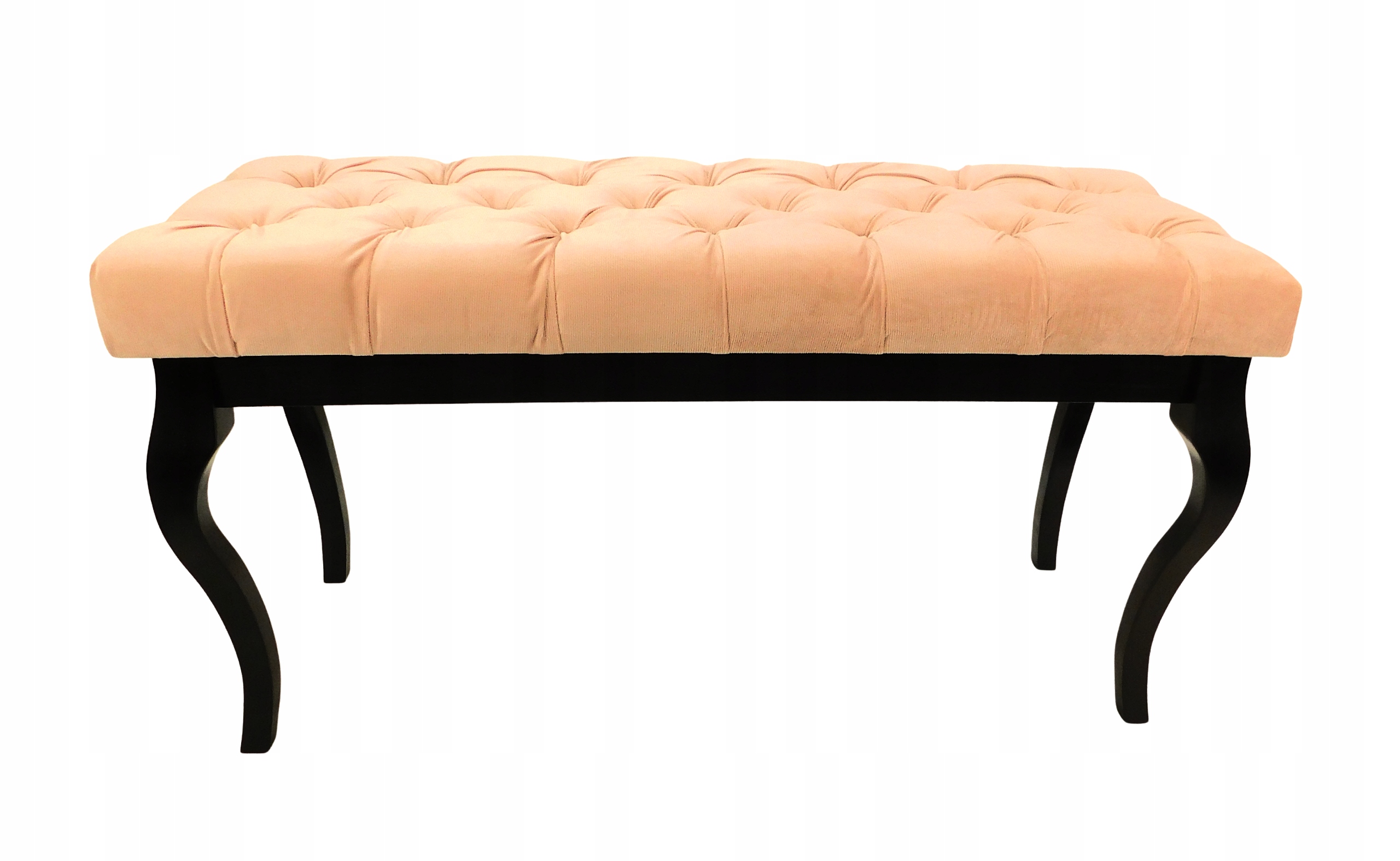 Sedák čalouněná lavička černý lak polštář růžový 100x40 cm H56 cm